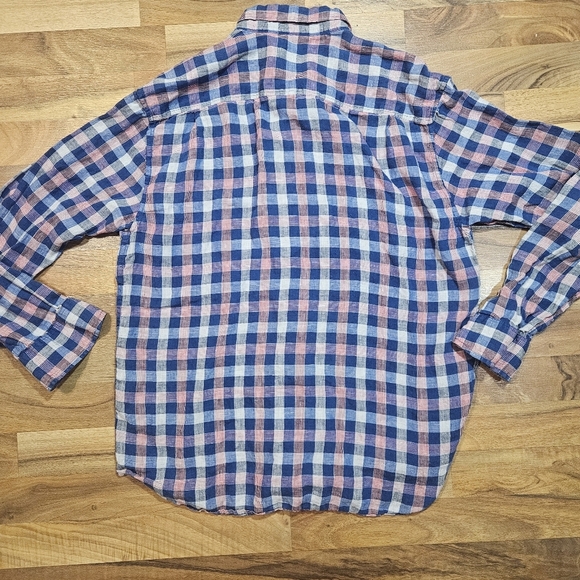 Tommy Bahama Mens L Shirt Linen Plaid Button Front Long Sleeve Casual - Picture 8 of 8